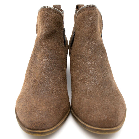 Lucky Brand Bartalino Brown Distressed Wax Leather Ankle Boots SIZE 7.5 - Picture 2 of 5